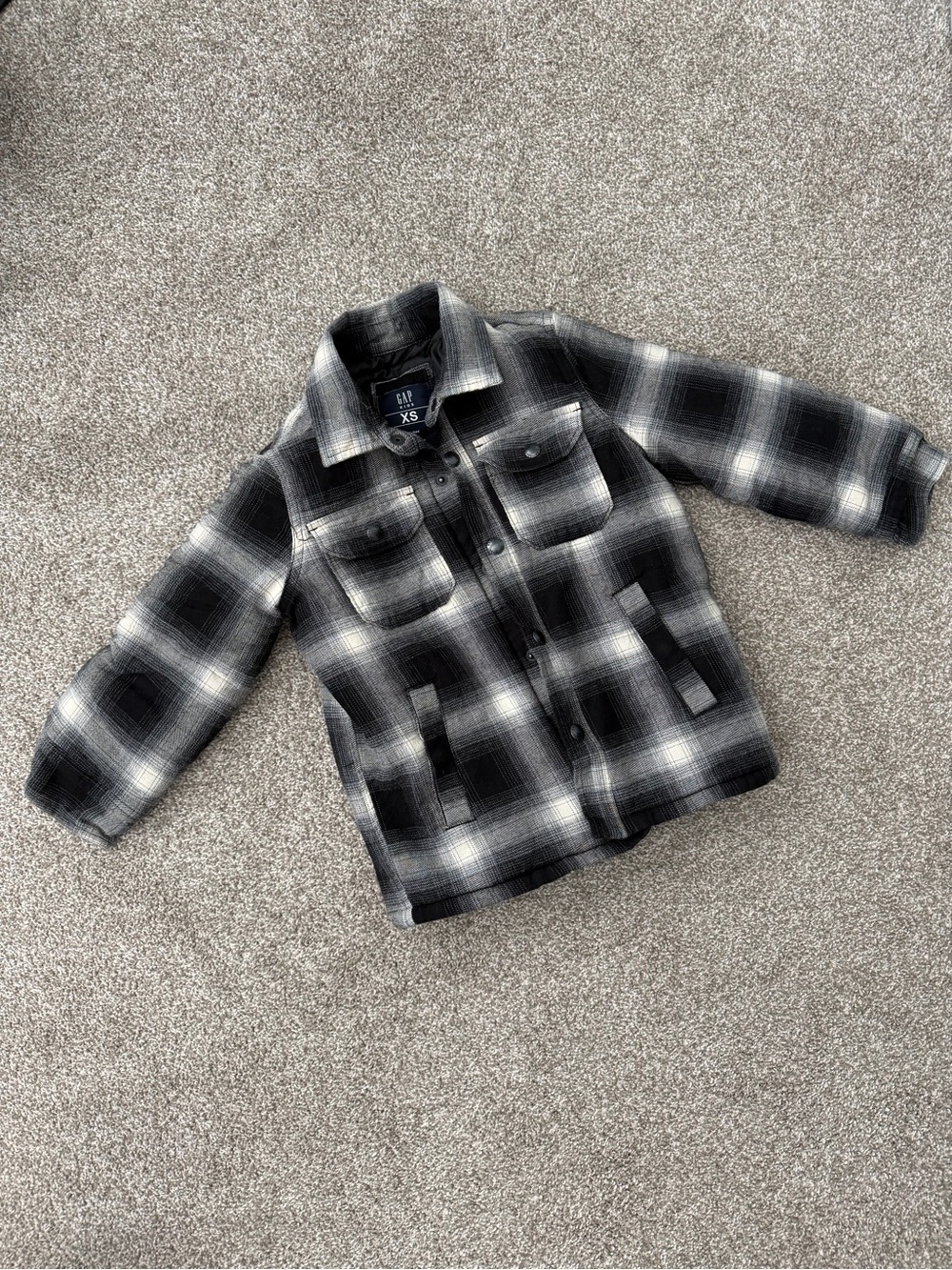 GAP Kids Black & Gray Plaid Button-Front Jacket
